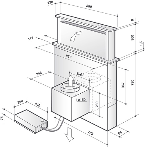 De Dietrich 86CM Downdraft Hood DHD7961B