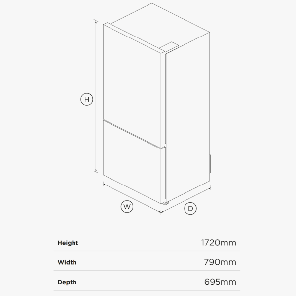 Freestanding Refrigerator Freezer, 79cm, 473L RF522BRPX