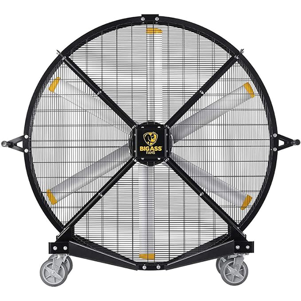 Black Jack, 6' Indoor/Outdoor Mobile Fan with Wheels, Onboard Variable Speed Control, OSHA Compliant Steel Cage, IPX5 Rated, Pre-Assembled, Black