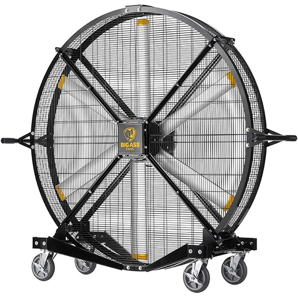 Black Jack, 6' Indoor/Outdoor Mobile Fan with Wheels, Onboard Variable Speed Control, OSHA Compliant Steel Cage, IPX5 Rated, Pre-Assembled, Black