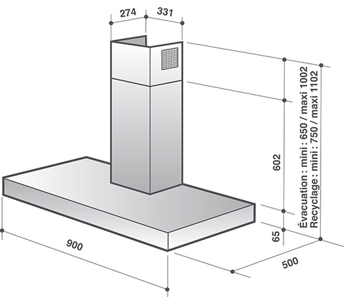 De Dietrich 90CM Stainless Steel Wall decorative hood DHB7931X